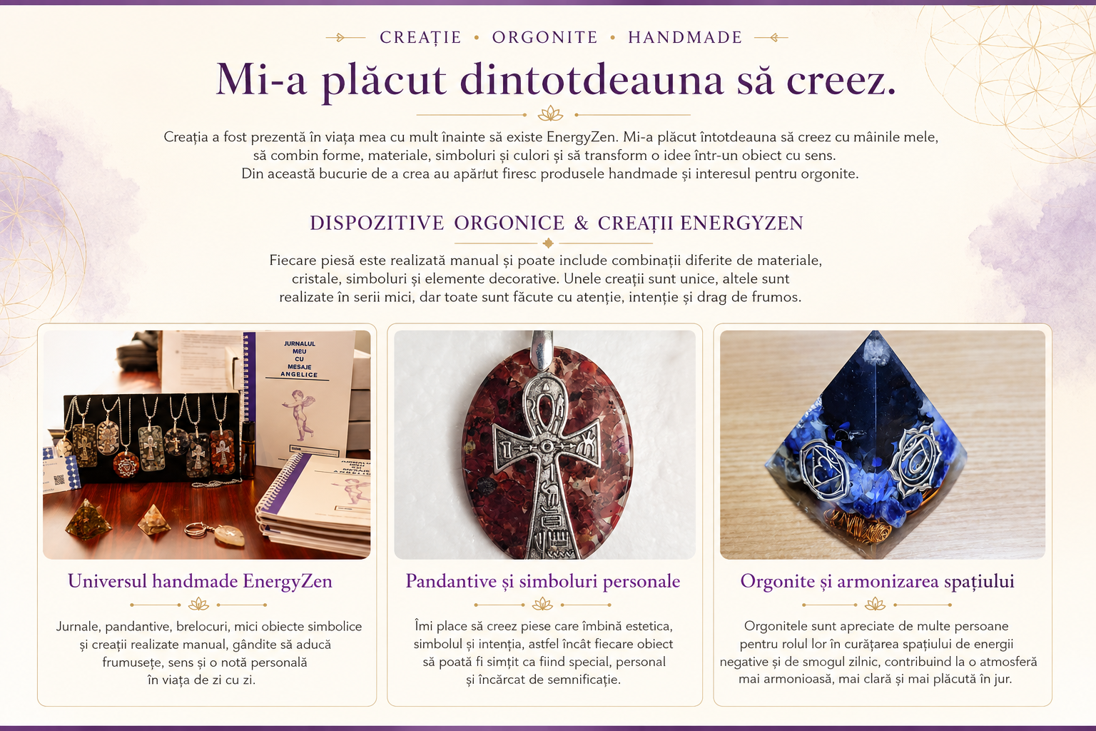 Creații handmade, pandantive și orgonite EnergyZen